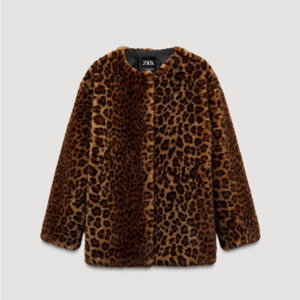 Zara Leopard Print Faux Fur Jacket - never worn